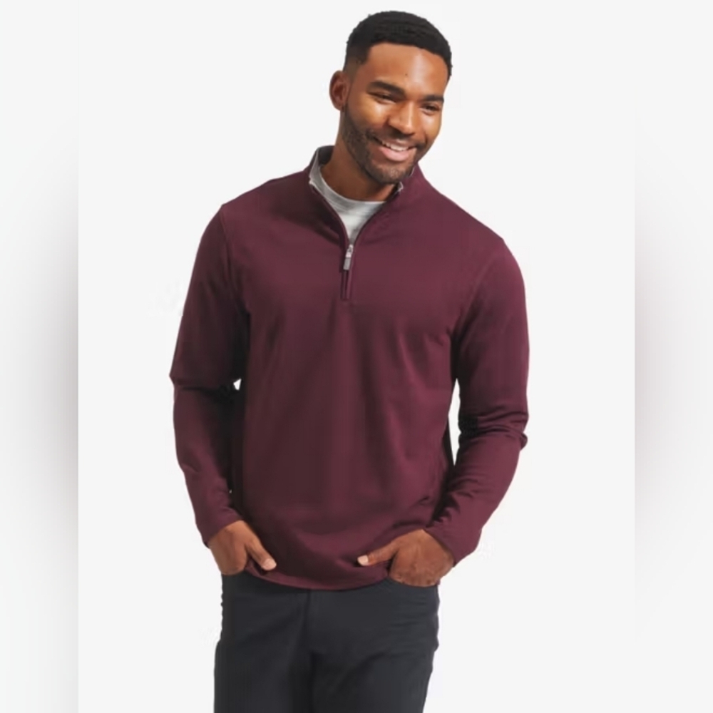 Mizzen+Main Maroon Quarter Zip-Up Pullover Medium (5894)